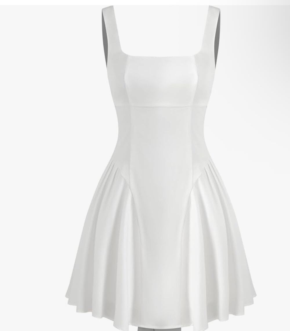 New Cider white satin tie back mini dress size small